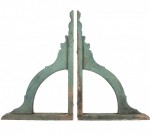 Pair of Architectural Brackets in Old Green Paint c 1860