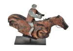 Horse and rider whiligig on custom museum mount c. 1910