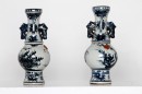 Pair of Fabulous Chinese Pottery Blue and White Vases