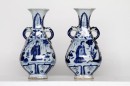 Pair of Fabulous Chinese Pottery Blue and White Vases