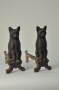 Turn of the Century, Cast Iron Cat Andirons