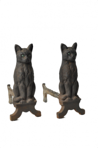 Turn of the Century, Cast Iron Cat Andirons