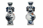 Pair of Fabulous Chinese Pottery Blue and White Vases