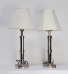 Pair of chrome plated mid-century inspired lamps