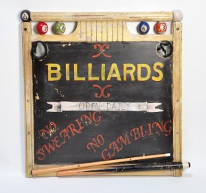 Great antique sign from a billiards hall